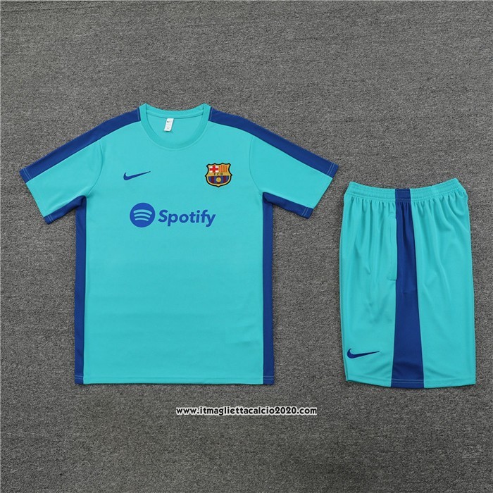 Tuta da Track FC Barcellona Manica Corta 2023 2024 Verde - Pantalon Corto